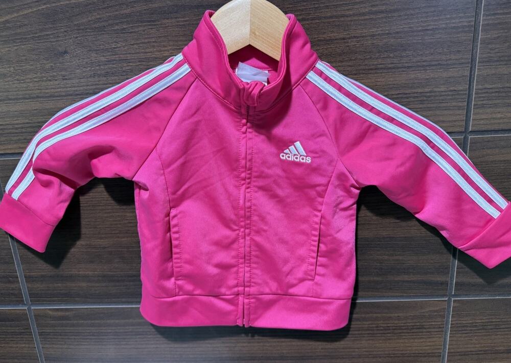 Adidas Pink White Lightweight Jacket Sz 12 M. Pockets